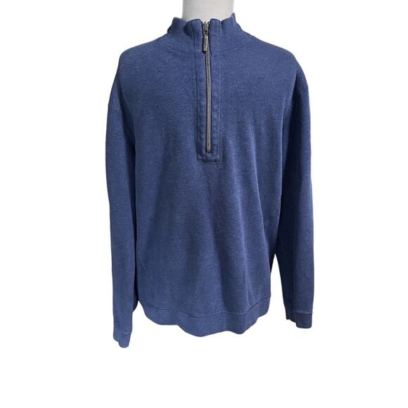 Tommy Bahama 1/4 Zip Reversible Pullover Blue Long Sleeve Sweater Men’s Large - Picture 1 of 16